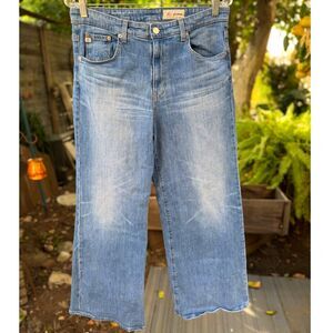 AG Cotton Blend Saige Wide Leg 18 Years Bisou Medium Light Blue Jeans SZ 32 - XL